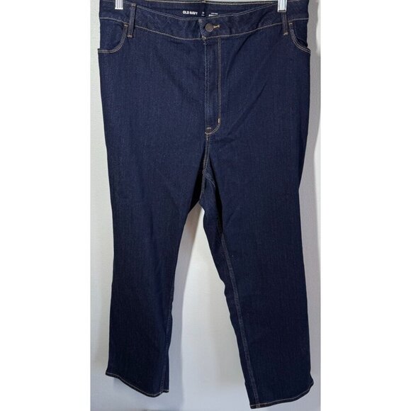 Old Navy Womens Dark Wash High Rise Straight Jeans Plus Size 26 Short NEW - Picture 2 of 12